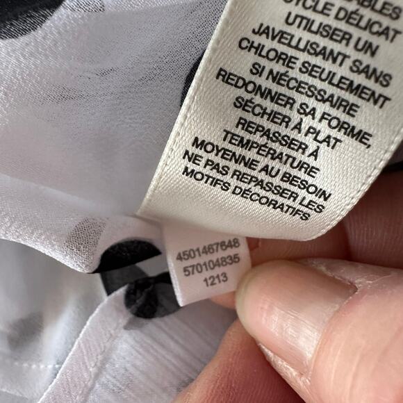 NWT WHBM White w/Black Polka Dot Chiffon Shirt Removable Rhinestone Collar Sz 0 - Picture 7 of 11